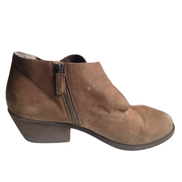 Eileen Fisher Shoes - Eileen Fisher Suede Leather Ankle Booties 11 Brown Zip Block Heel Vero Cuoio